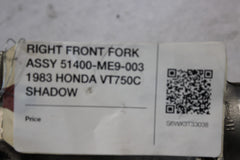 RIGHT FRONT FORK ASSY 51400-ME9-003 1983 HONDA VT750C SHADOW