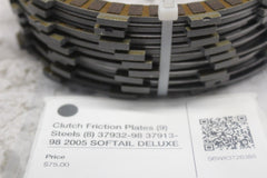 Clutch Friction Plates (9) Steels (8) 37932-98 37913-98 2005 SOFTAIL DELUXE