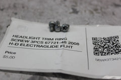 HEADLIGHT TRIM RING SCREW 3PCS 67721-48 2008 H-D ELECTRAGLIDE FLHT