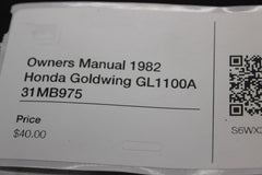 Owners Manual 1982 Honda Goldwing GL1100A 31MB975