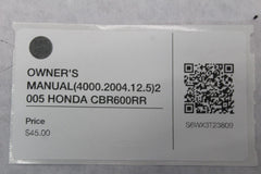 OWNER'S MANUAL (4000.2004.12.5) 2005 HONDA CBR600RR