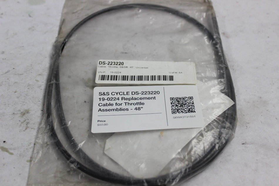 S&S CYCLE DS-223220 19-0224 Replacement Cable for Throttle Assemblies - 48"