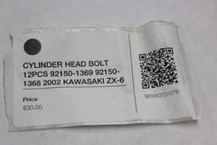 CYLINDER HEAD BOLT 12PCS 92150-1369 92150-1368 2002 KAWASAKI ZX-6