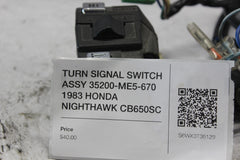 TURN SIGNAL SWITCH ASSY 35200-ME5-670 1983 HONDA NIGHTHAWK CB650SC