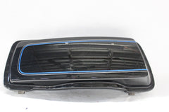 90757-93 LEFT SADDLEBAG LID HARLEY DAVIDSON BLACK W/ LT BLUE & SILVER PINSTRIPE