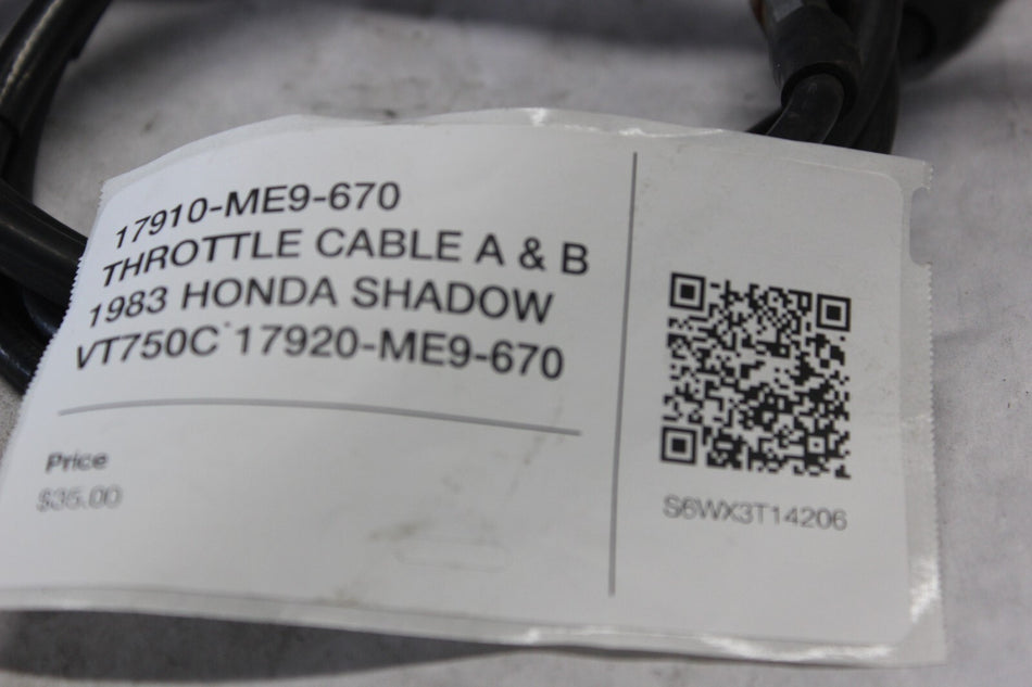 17910-ME9-670 THROTTLE CABLE A & B 1983 HONDA SHADOW VT750C 17920-ME9-670