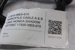 17910-ME9-670 THROTTLE CABLE A & B 1983 HONDA SHADOW VT750C 17920-ME9-670
