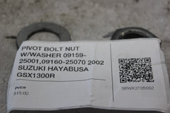 PIVOT BOLT NUT W/WASHER 09159-25001,09160-25070 2002 SUZUKI HAYABUSA GSX1300R