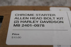CHROME STARTER ALLEN HEAD BOLT KIT (2) HARLEY DAVIDSON M8 2401-0978