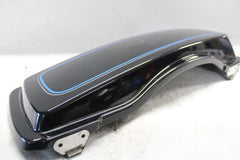 90757-93 LEFT SADDLEBAG LID HARLEY DAVIDSON BLACK W/ LT BLUE & SILVER PINSTRIPE