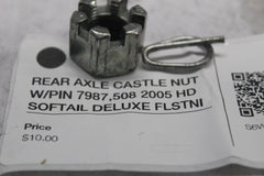 REAR AXLE CASTLE NUT W/PIN 7987,508 2005 HD SOFTAIL DELUXE FLSTNI