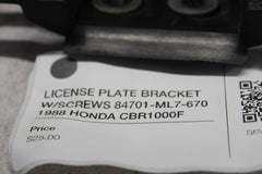 LICENSE PLATE BRACKET W/SCREWS 84701-ML7-670  1988 HONDA CBR1000F