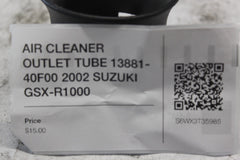 AIR CLEANER OUTLET TUBE 13881-40F00 2002 SUZUKI GSX-R1000