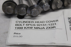 CYLINDER HEAD COVER BOLT 6PCS 92151-1221 1999 KAW NINJA ZX9R