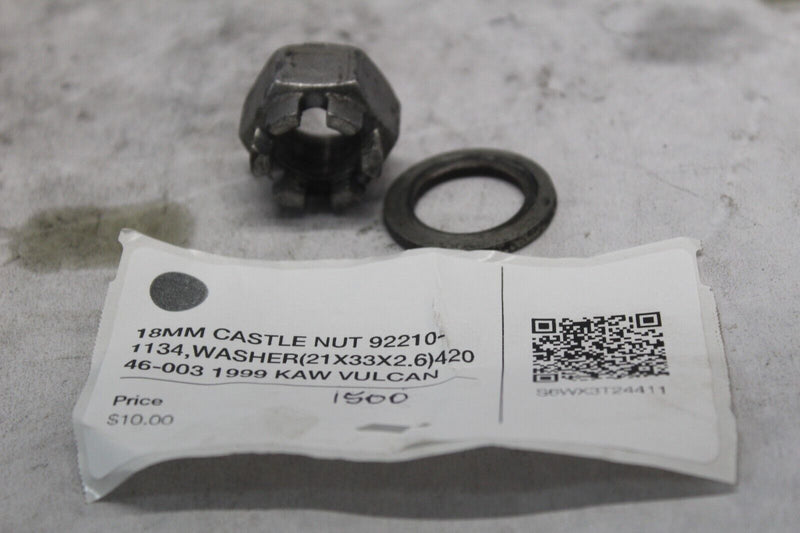 18MM CASTLE NUT 92210-1134,WASHER (21X33X2.6) 42046-003 1999 KAW VULCAN 1500