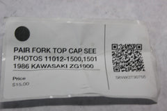 PAIR FORK TOP CAP SEE PHOTOS 11012-1500, 1501 1986 KAWASAKI ZG1000