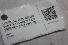 BEVEL OIL PIPE BANJO BOLT 3PCS 92002-1429 1986 KAWASAKI ZG1000