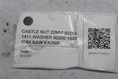 CASTLE NUT 22MM 92210-1411,WASHER 92200-1623 2004 KAW KX250F