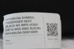 PASSENGER SEAT BLACK NO RIPS 45300-24F10-W05 2002 SUZUKI HAYABUS