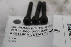 OIL PUMP BOLTS 3PCS 91317-06040-00 2001 XVS1100A VSTAR CLASSIC