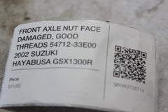 FRONT AXLE NUT FACE DAMAGED, GOOD THREADS 54712-33E00 2002 SUZUKI HAYABUSA GSX13