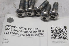 FRONT ROTOR BOLTS 6PCS 90109-08006-00 2001 XVS1100A VSTAR CLASSIC