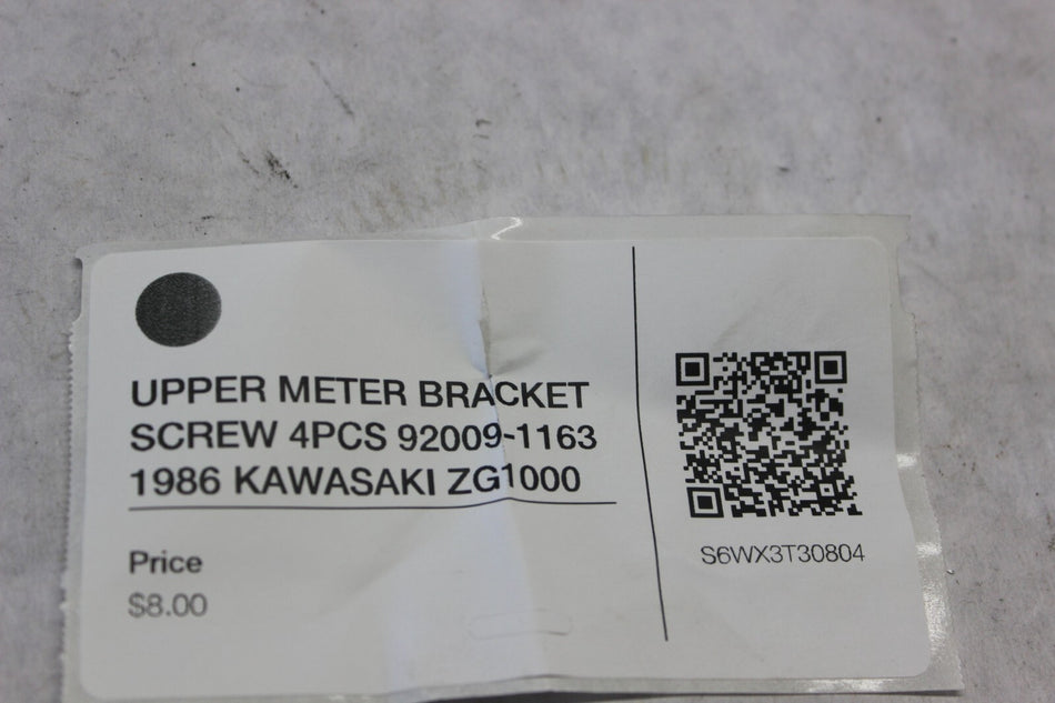 UPPER METER BRACKET SCREW 4PCS 92009-1163 1986 KAWASAKI ZG1000