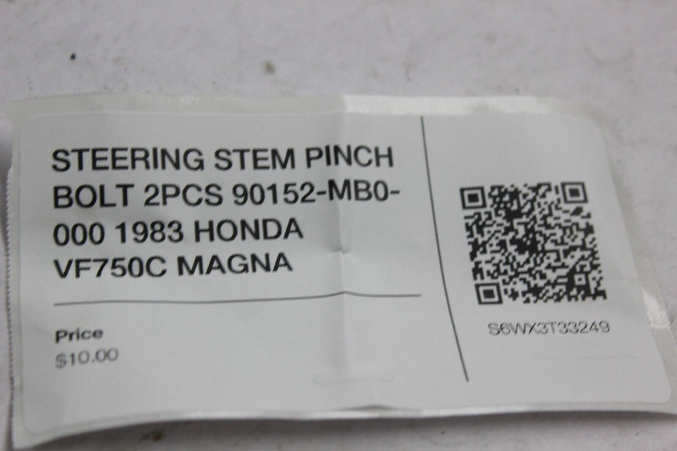 STEERING STEM PINCH BOLT 2PCS 90152-MB0-000 1983 HONDA VF750C MAGNA