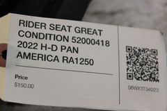 RIDER SEAT GREAT CONDITION 52000418 2022 H-D PAN AMERICA RA1250
