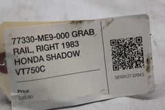 77330-ME9-000 GRAB RAIL, RIGHT 1983 HONDA SHADOW VT750C