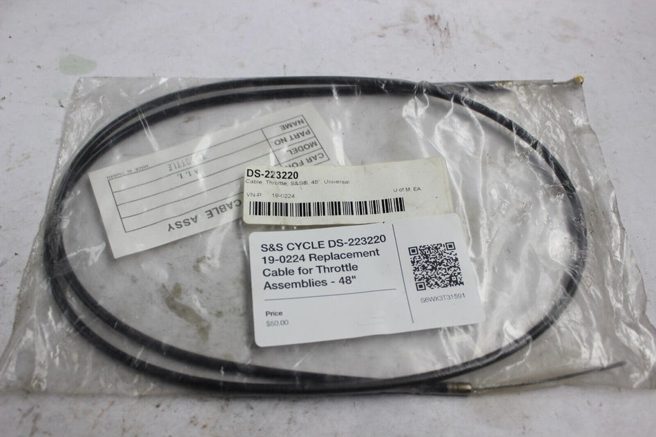 S&S CYCLE DS-223220 19-0224 Replacement Cable for Throttle Assemblies - 48"