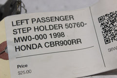LEFT PASSENGER STEP HOLDER 50760-MW0-000 1998 HONDA CBR900RR