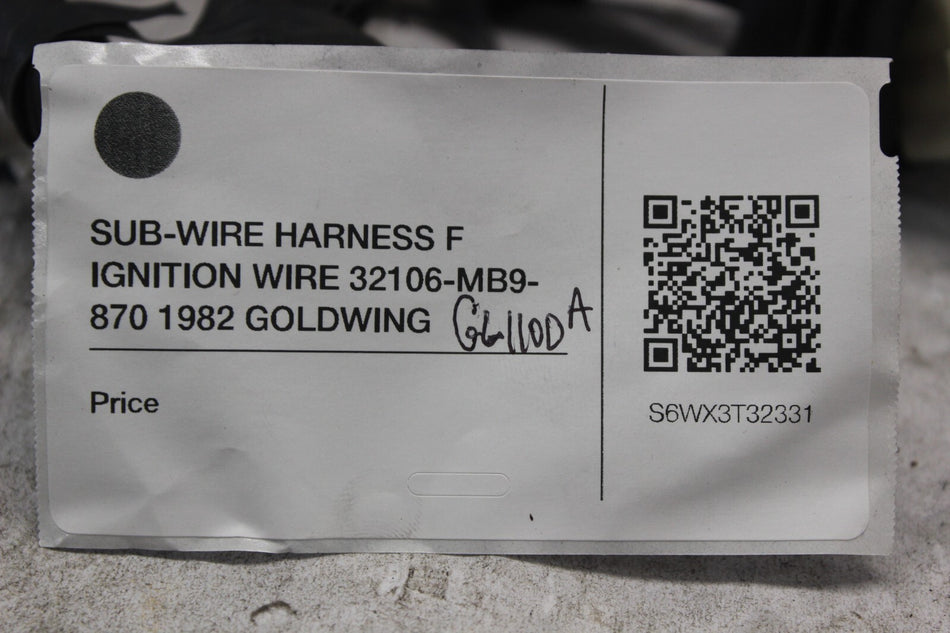 SUB-WIRE HARNESS F IGNITION WIRE 32106-MB9-870 1982 GOLDWING GL1100A