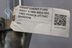 RIGHT FRONT FORK ASSY 51400-ME9-003 1983 HONDA VT750C SHADOW