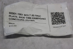 92001-1951 BOLT (6) DISC PLATE, 8X30 1986 KAWASAKI CONCOURS ZG1000