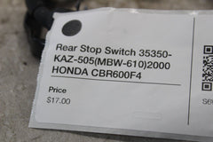 Rear Stop Switch 35350-KAZ-505 2000 HONDA CBR600F4 35350-MBW-610