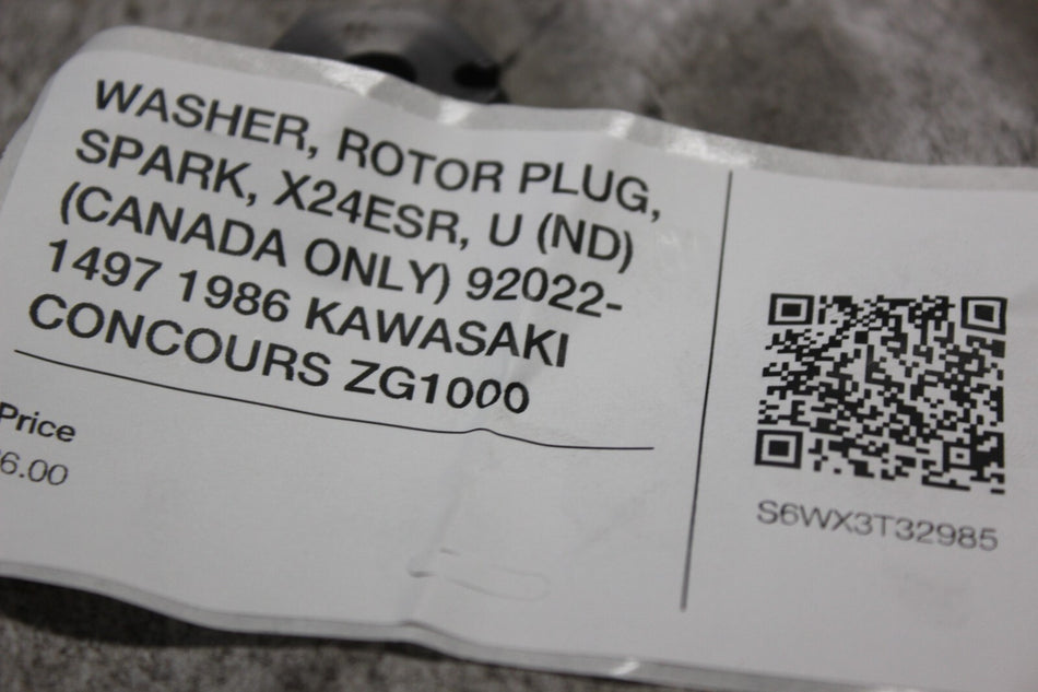WASHER, ROTOR PLUG, SPARK, X24ESR 92022-1497 1986 KAWASAKI CONCOURS ZG1000