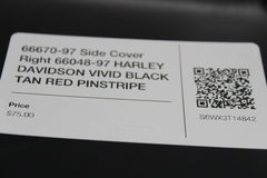 66670-97 Side Cover Right 66048-97 HARLEY DAVIDSON VIVID BLACK TAN RED PINSTRIPE