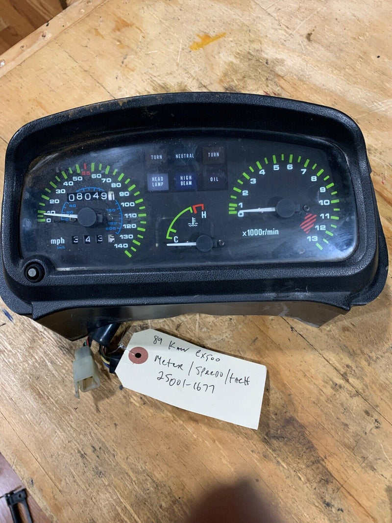 OEM Kawasaki Meter 1989 EX500 Speedo Tach 25001-1677 8049 Miles