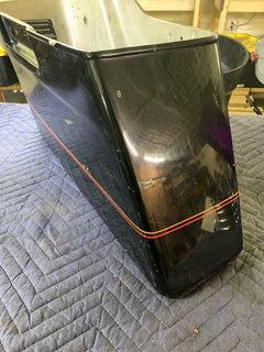 Harley Davidson OEM Lower Saddlebag (1) LEFT Side Vivid Black Red/Gold Pinstripe