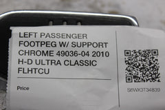 LEFT PASSENGER FOOTPEG W/ SUPPORT CHROME 49036-04 2010 H-D ULTRA CLASSIC FLHTCU