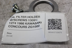 OIL FILTER HOLDER W/SCREWS 13091-1274 1986 KAWASAKI CONCOURS ZG1000