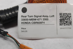 Rear Turn Signal Assy. Left 33650-MBW-671 2000 HONDA CBR600F4