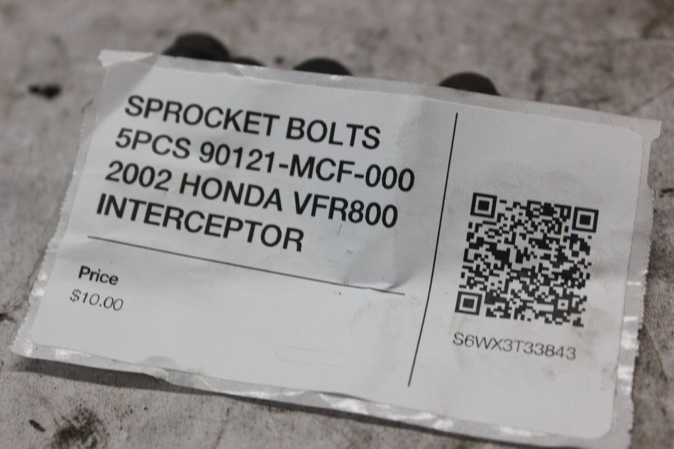 SPROCKET BOLTS 5PCS 90121-MCF-000 2002 HONDA VFR800 INTERCEPTOR