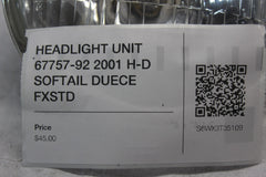 HEADLIGHT UNIT 67757-92 2001 H-D SOFTAIL DUECE FXSTD