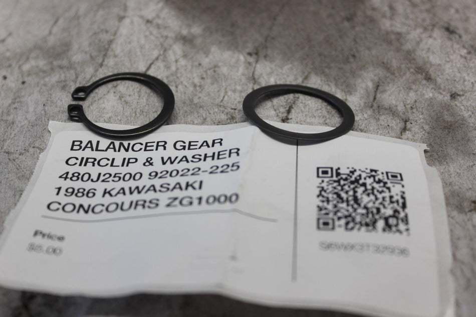 BALANCER GEAR CIRCLIP & WASHER 480J2500 92022-225 1986 KAWASAKI CONCOURS ZG1000