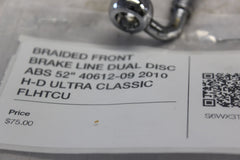 BRAIDED FRONT BRAKE LINE DUAL DISC ABS 52" 40612-09 2010 H-D ULTRA CLASSIC FLHTC