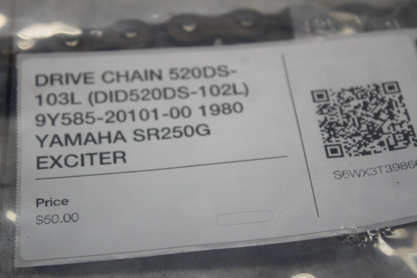 520ds Chain DRIVE CHAIN 520DS-103L (DID520DS-102L) 9Y585-20101-00 1980 YAMAHA SR25 ...