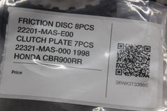 FRICTION DISC 8PCS 22201-MAS-E00 CLUTCH PLATE 7PCS 22321-MAS-000 1998 HONDA CBR9