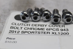 CLUTCH DERBY COVER BOLT CHROME 6PCS 943 2012 SPORTSTER XL1200